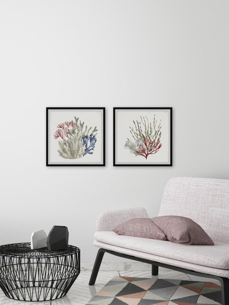 Seaweed and Corals Diptych, 2-Piece Set, 12x12 Panels