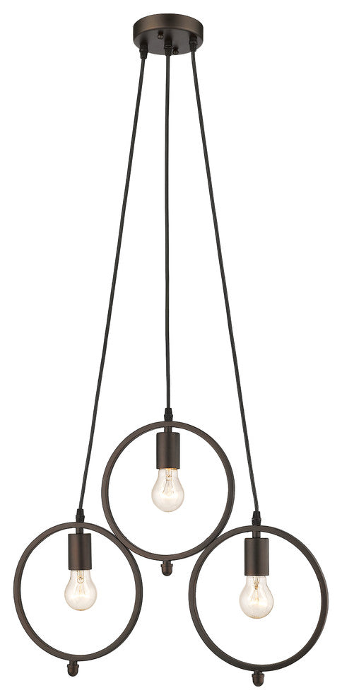 CHLOE Lighting IRONCLAD 3-Light Rubbed Bronze Ceiling Pendant 21.5"
