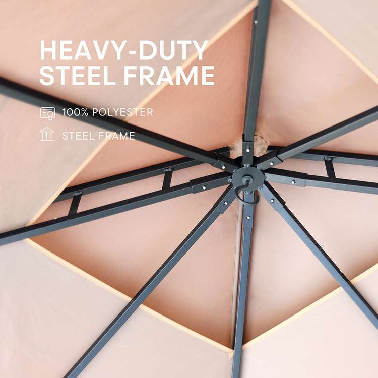 10 x 12 ft. Steel Soft-top Gazebo Zippered 2-Tier Curtain Double Roof Vented