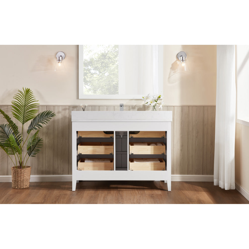Legion Furniture WS2518 Series Bathroom Sink Vanity, White, 48", Artificial Stone Top, Single Sink