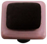Art Glass Bordered Knob, Black Post, Dusty Lilac Border Black