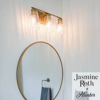Rossmoor Luxe Gold With Clear Glass 3 Light Bathroom Vanity Wall Light Fixture