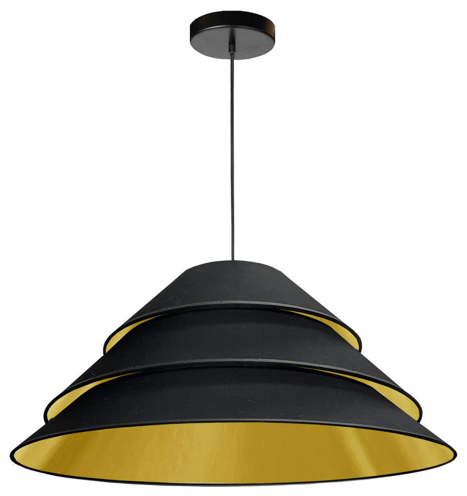 1Light Aranza Pendant, Black/Gold Shade, Black