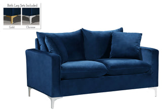 Naomi Velvet Upholstered Loveseat, Navy