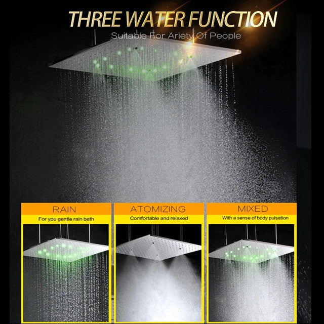 Mount Rainfall Shower System With Hand Shower and Jetted Body Sprays, With Led