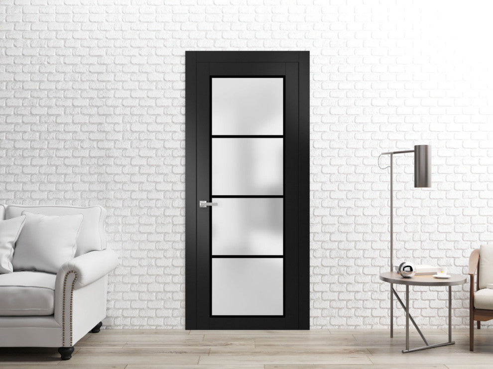 Solid French Door 42 x 96 | Planum 2132 Matte Black| Bathroom