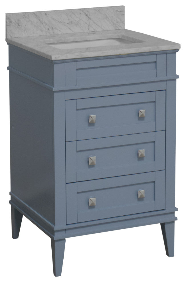 Eleanor 24" Bathroom Vanity, Powder Blue, Carrara Marble