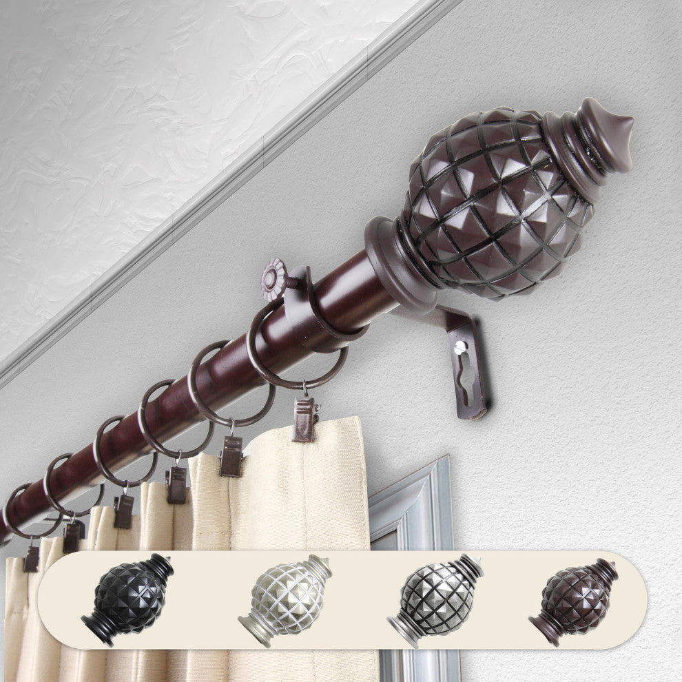 Nova 1" Curtain Rod, Mahogany, 160-240"