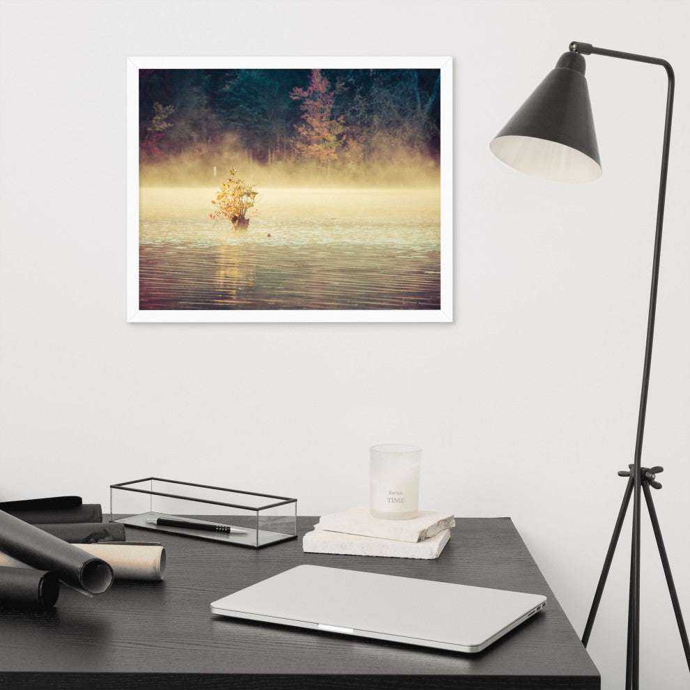 Golden Mist on Waples Pond Framed Photo Paper Wall Art Prints, White, 16" X 20"