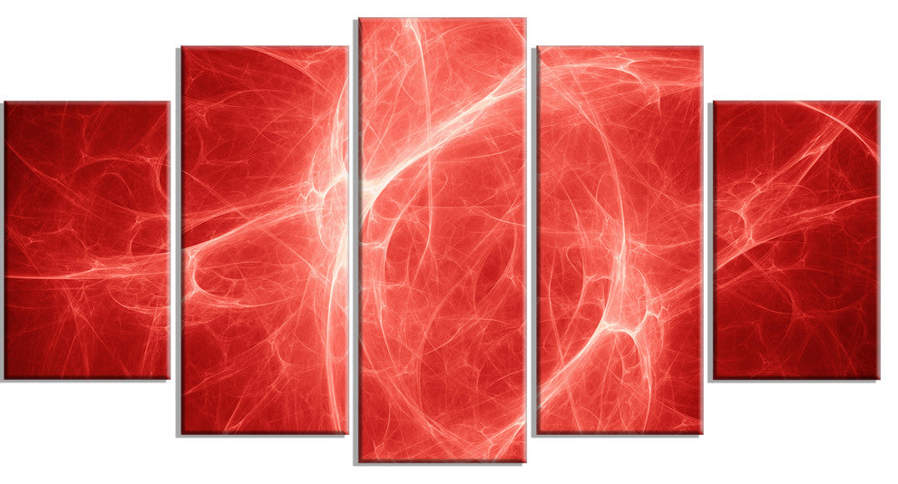 Bright Lightning on Red Sky, Large Floral Canvas Art Print, 60"x32", 5 Panels