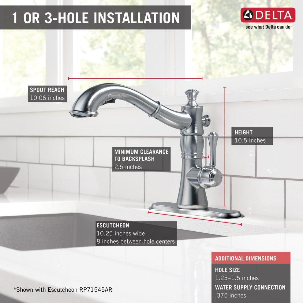 Delta Cassidy Single Handle Pull-Out Kitchen Faucet, Arctic Stainless