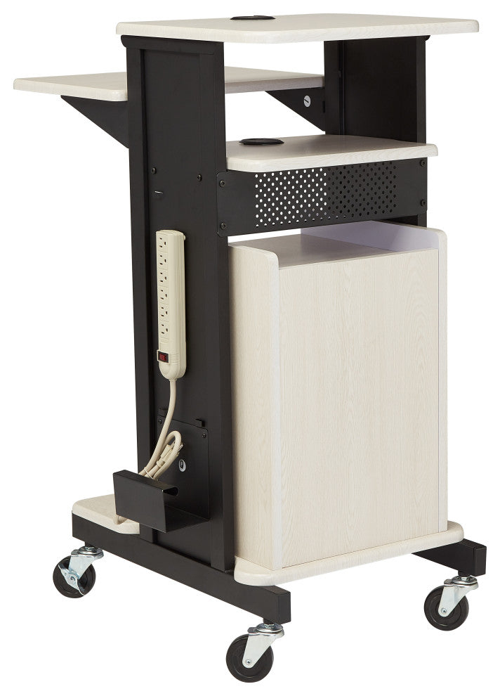 Oklahoma Sound PRC Series Metal Premium Plus Presentation Cart in Ivory/Black