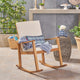 GDF Studio Caspar Outdoor Acacia Wood Rocking Chair, Teak Finish With Cream Cushion