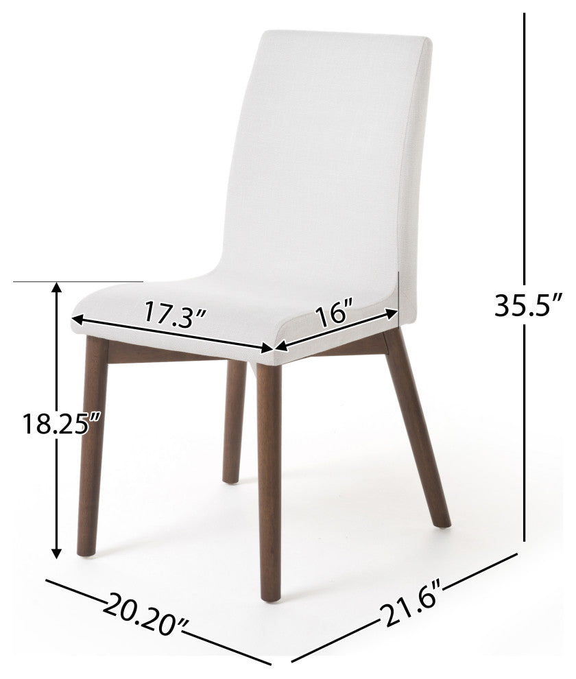 GDF Studio Katherine Fabric Seat and Wood Finish Dining Chairs, Set of 2, Beige/Walnut