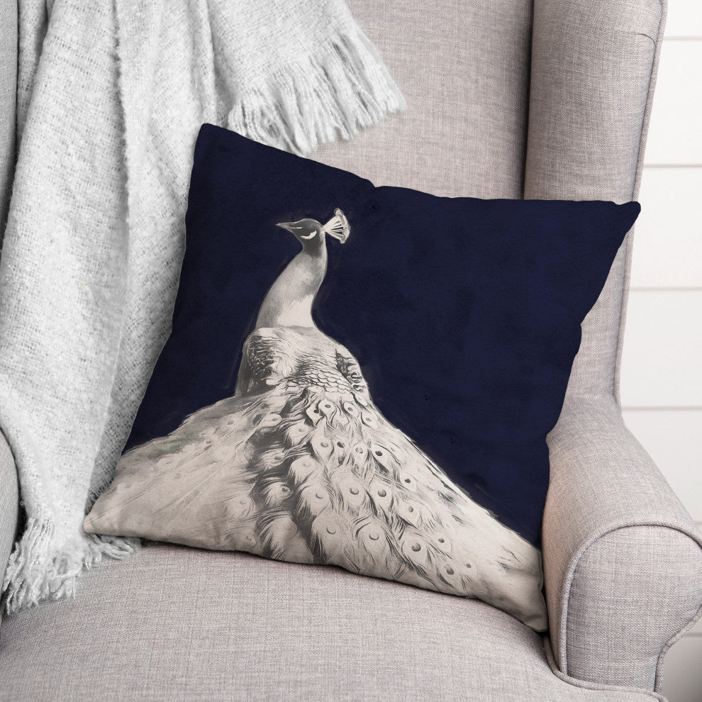Glorious White Peacock 3 20x20 Spun Poly Pillow