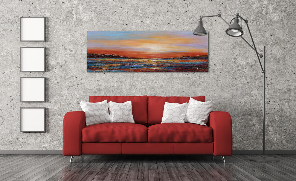 "Sunset Dreams II" Hand Painted Canvas Art, 60"x20"