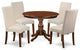 5 Pc Dinette Set, Mahogany Dining Table, 4 Cream Comfortable Chairs, High Back