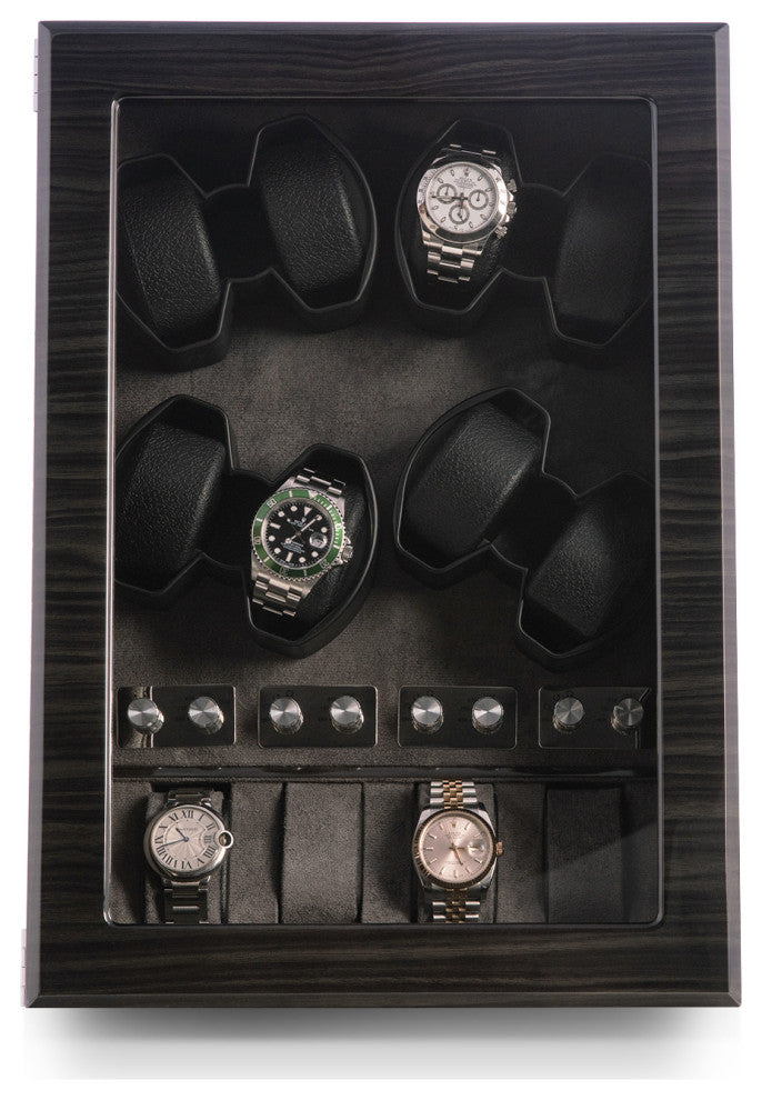 Ash Wood High Lacquer Eight Watch Winder and 4 Watch Storage Case