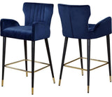 Pemberly Row Modern / Contemporary 28"H Velvet Counter Stool in Navy (Set of 2)