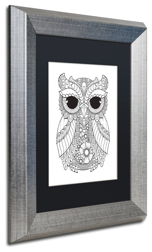 Hello Angel ''Owl 3'' Art, Silver Frame, Black Mat, 14x11
