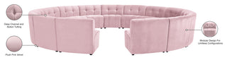 Limitless Velvet Upholstered 15-Piece Modular Sectional, Pink