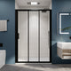 3-Panel Sliding Semi-Frameless Shower Door in Matte Black Finish, 54"x70"