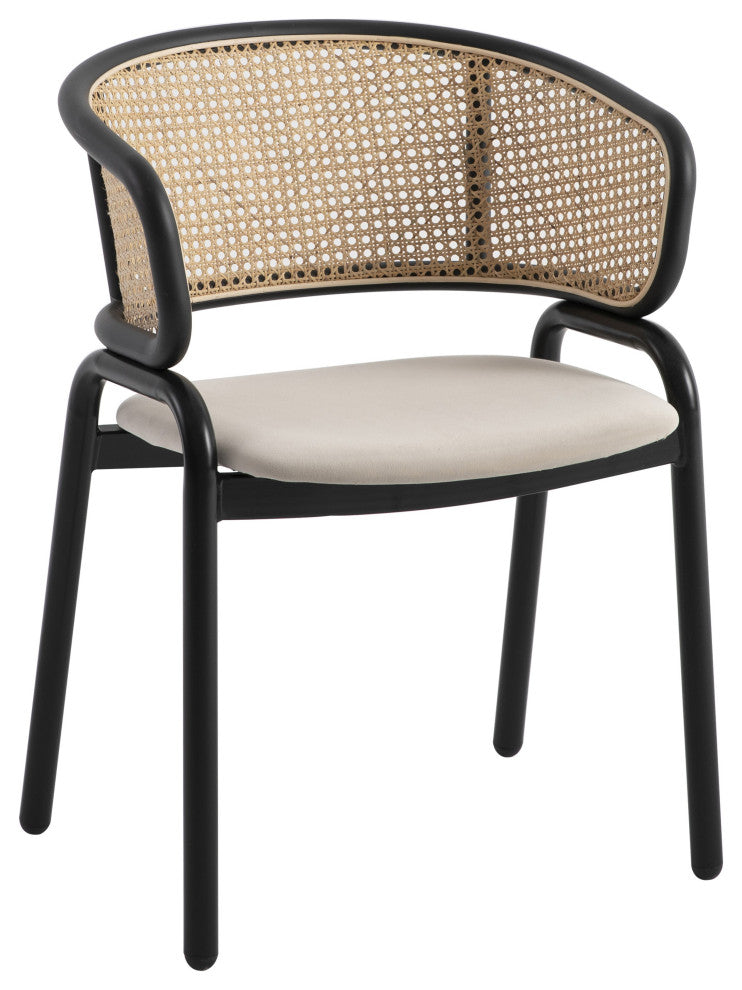 LeisureMod Ervilla Modern Dining Chair With Stainless Steel Legs, Beige