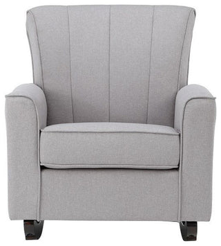 Upholstered Rocking Chair with Square Armrest in Light Gray