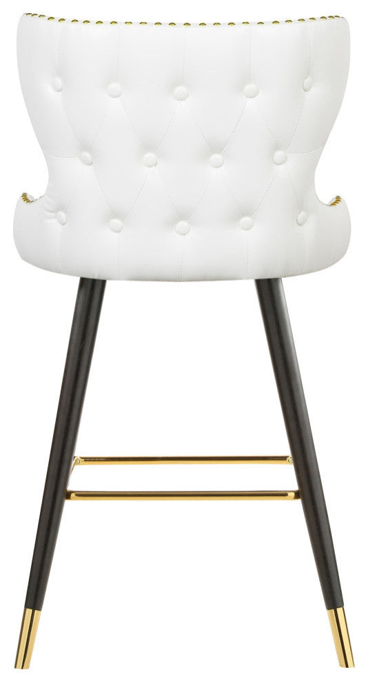 Hendrix Faux Leather Upholstered Bar Stool, Set of 2, White