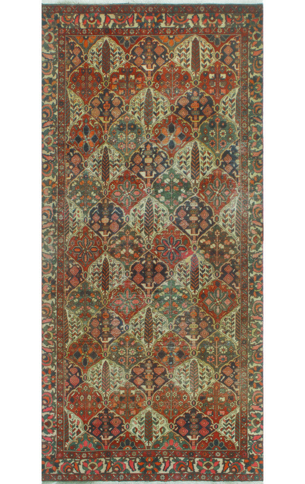 Vintage Distressed Makayla Ivory/Rust Runner, 4'7x10'0