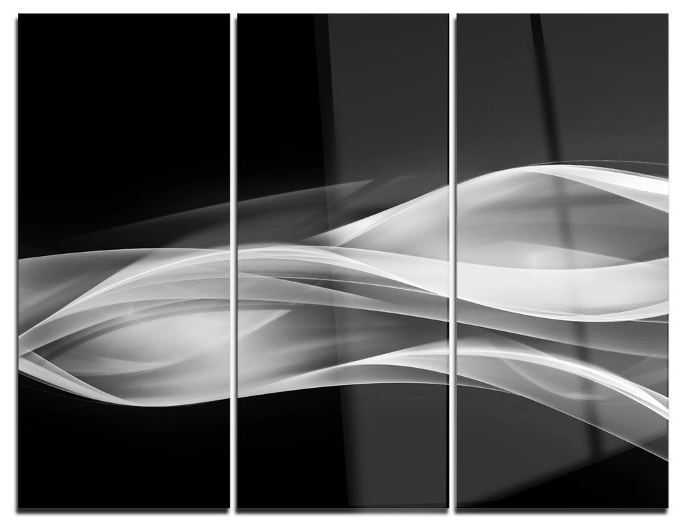 "Glittering Silver Pattern" Digital Metal Wall Art, 3 Panels, 36"x28"