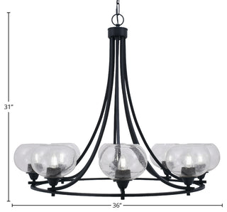 Paramount Uplight 8-Light Chandelier, Matte Black, 7" Clear Bubble Glass