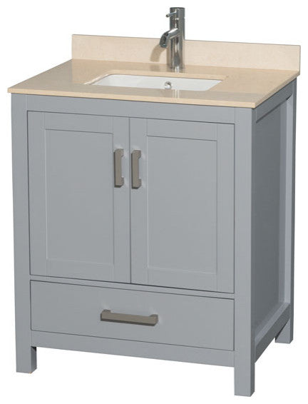 Wyndham WCS141430SGYIVUNSMXX Single Vanity in Gray with Ivory Marble Top
