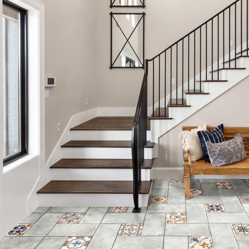 Toscana Spirale Pienza with Giotto Deco Porcelain Floor and Wall Tile