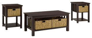 3 Piece Mission Storage Coffee Table and Side Tables - Espresso