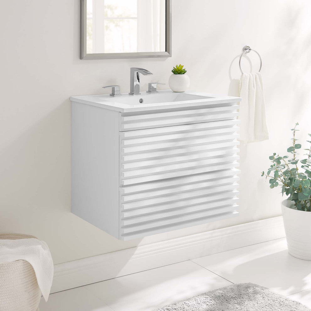 Render 24" Wall-Mount Bathroom Vanity, White White