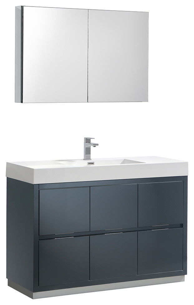 Valencia 48" Dark Slate Gray Free Standing Vanity Set, Cabinet, Faucet FFT9151CH