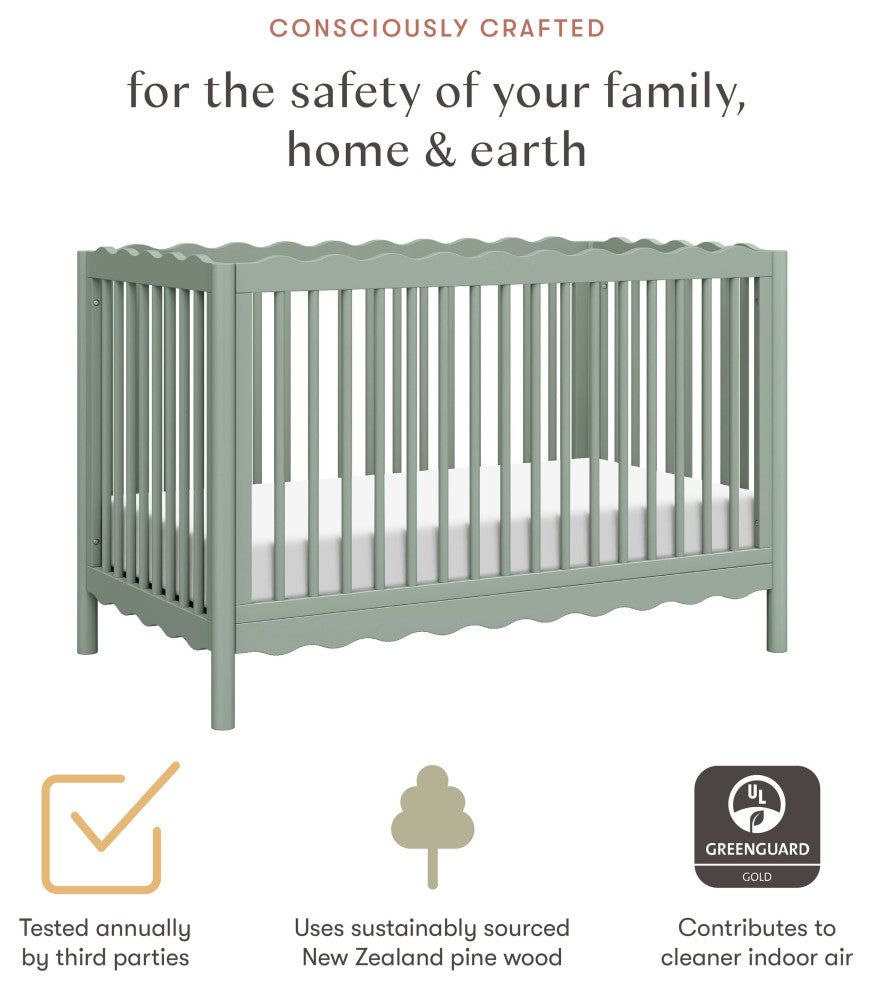 Swell 4-in-1 Convertible Crib With Toddler Bed Conversion Kit, Light Sage