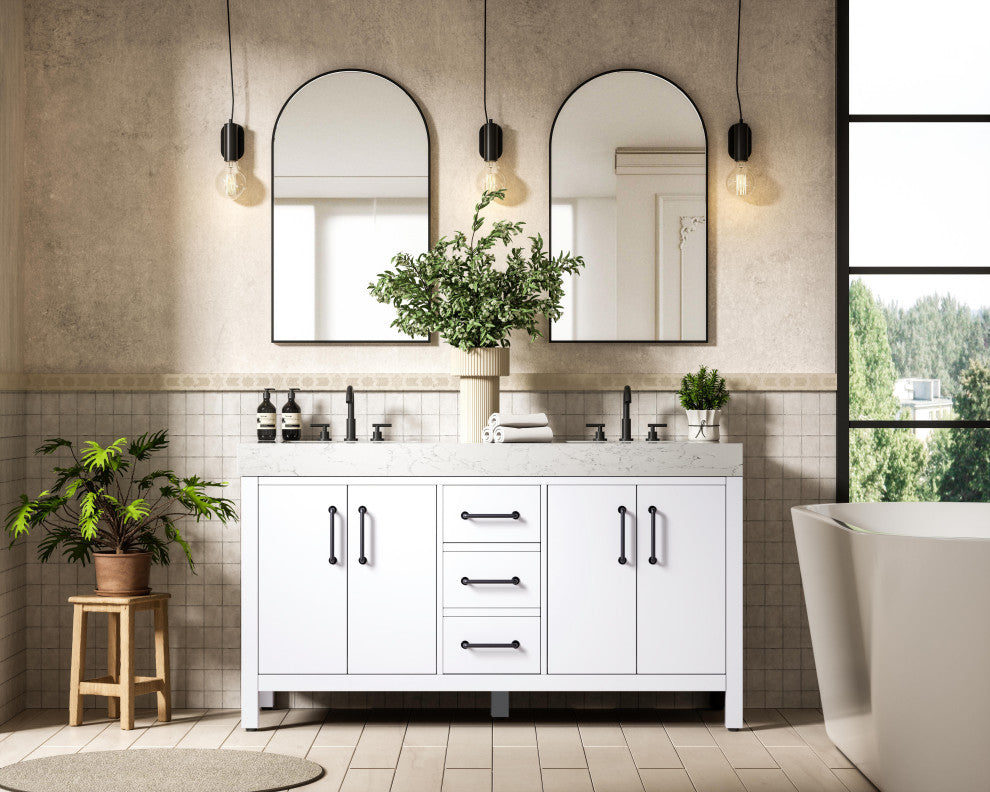 Home Living 60" Double Bathroom Vanity, White