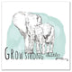 Grow Strong Elephant 12x12 Canvas Wall Art