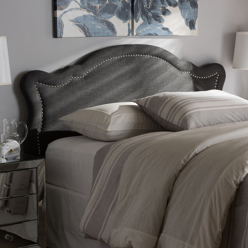 Avery Modern Dark Gray Fabric Queen Size Headboard