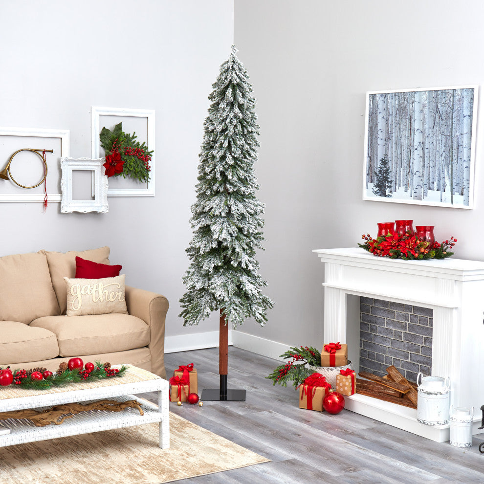 Nearly Natural 8ï¿½Flocked Grand Alpine Artificial Christmas Tree/500 Clear Lights