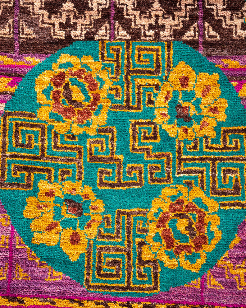 Suzani, One-of-a-Kind Hand-Knotted Area Rug Green, 8' 1" x 10' 3"