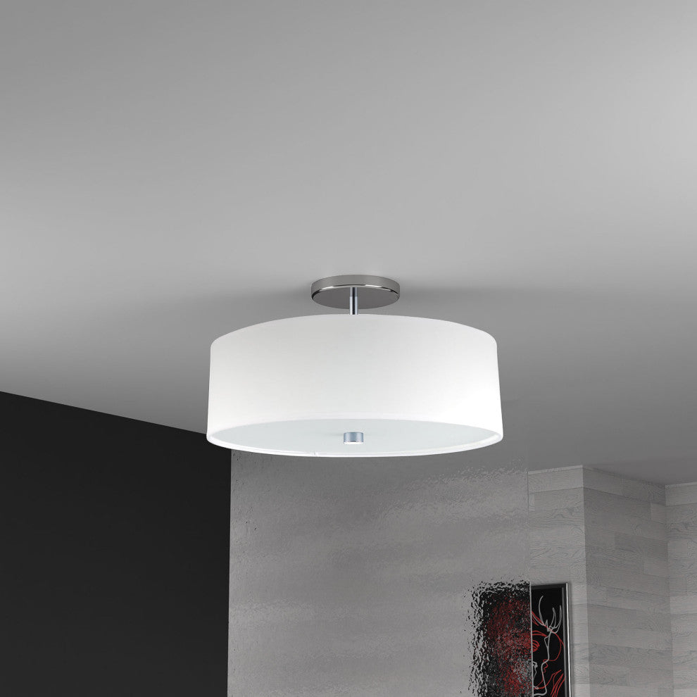 Dainolite 571-143SF Everly 3 Light 14"W Semi-Flush Drum Ceiling - Matte Black /