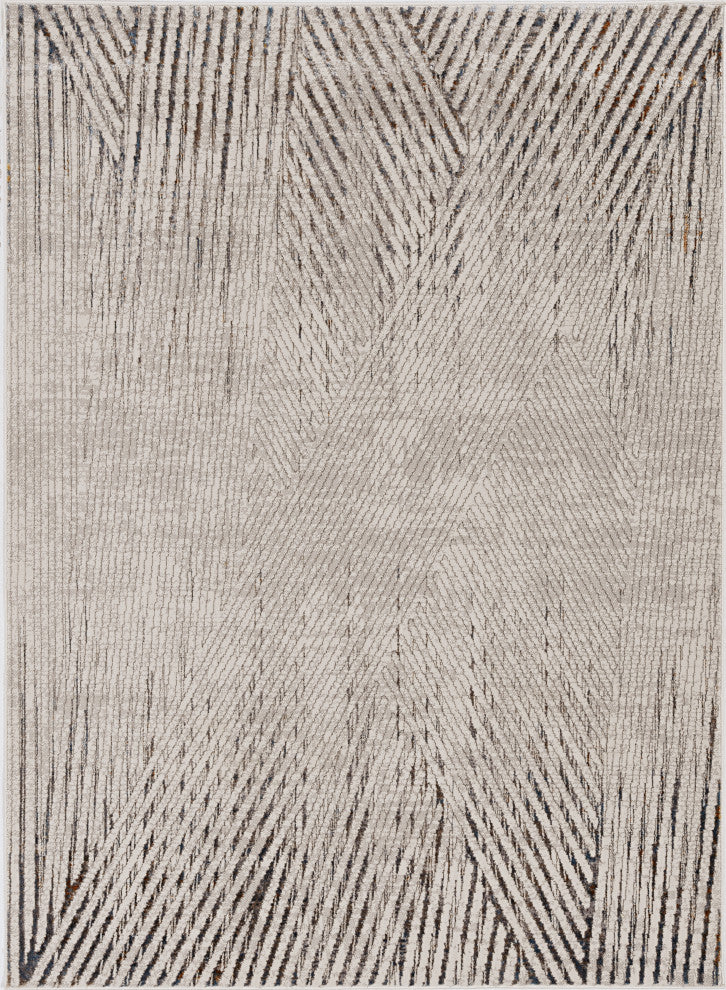 KAS Inspire 7504 Ivory/Gray Parker Area Rug, 5'3"x7'7"