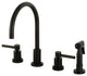 KS8720DLBS 8" Widespread Kitchen Faucet With Brass Sprayer, Matte Black