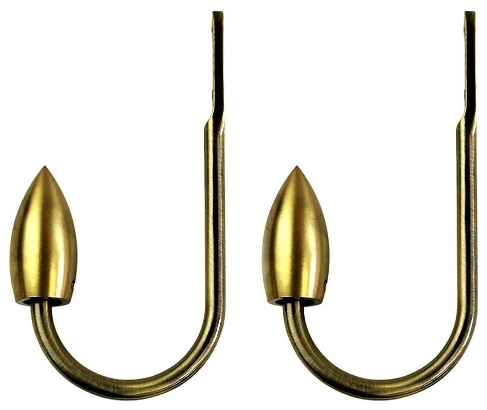 Bullet Holdbacks, Antique Brass, Set of 2