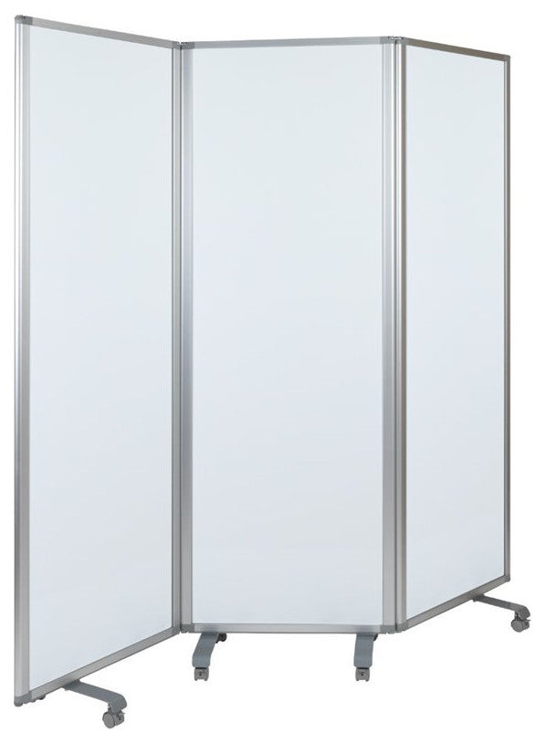 72"H x 24"W Mobile Magnetic Whiteboard Partition w/Lockable Casters, 3 sections