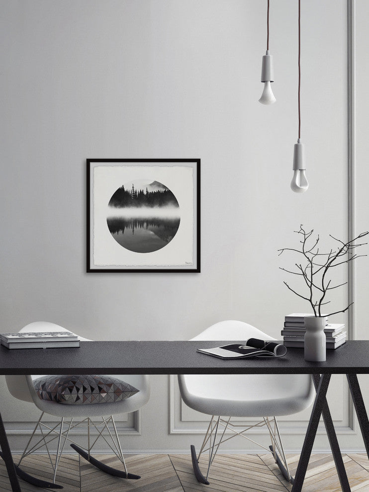 "Mountain Lake Reflection" Framed Painting Print, 18"x18"