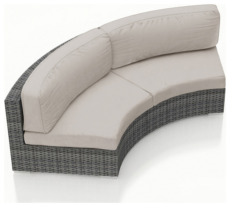 District 3 Piece Curve Sectional Set, Cast Silver